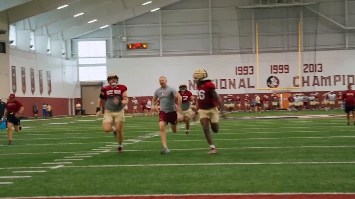 W COACH 👏 Mike Norvell races his players at every FSU Football practice 😂