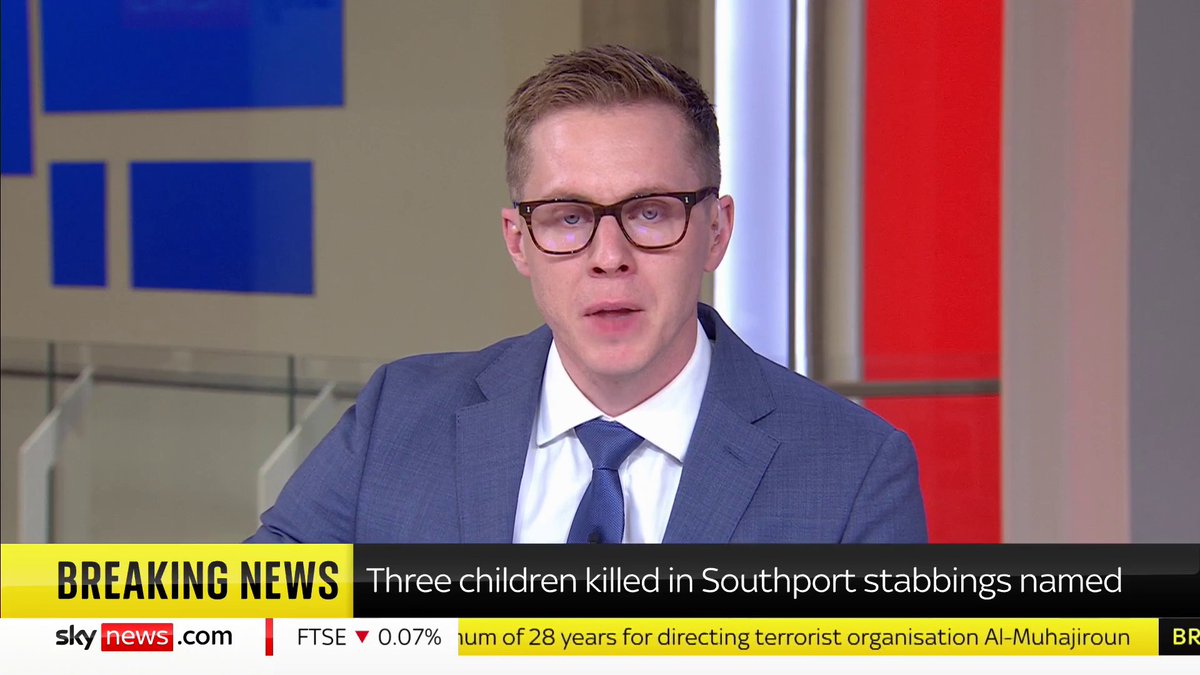 BREAKING: Merseyside Police have confirmed the names of the three girls who were tragically killed in the Southport attack. They are six-year-old Bebe King, seven-year-old Elsie Dot Stancombe, and nine-year-old Alice Dasilva Aguiar. 📺 Sky 501