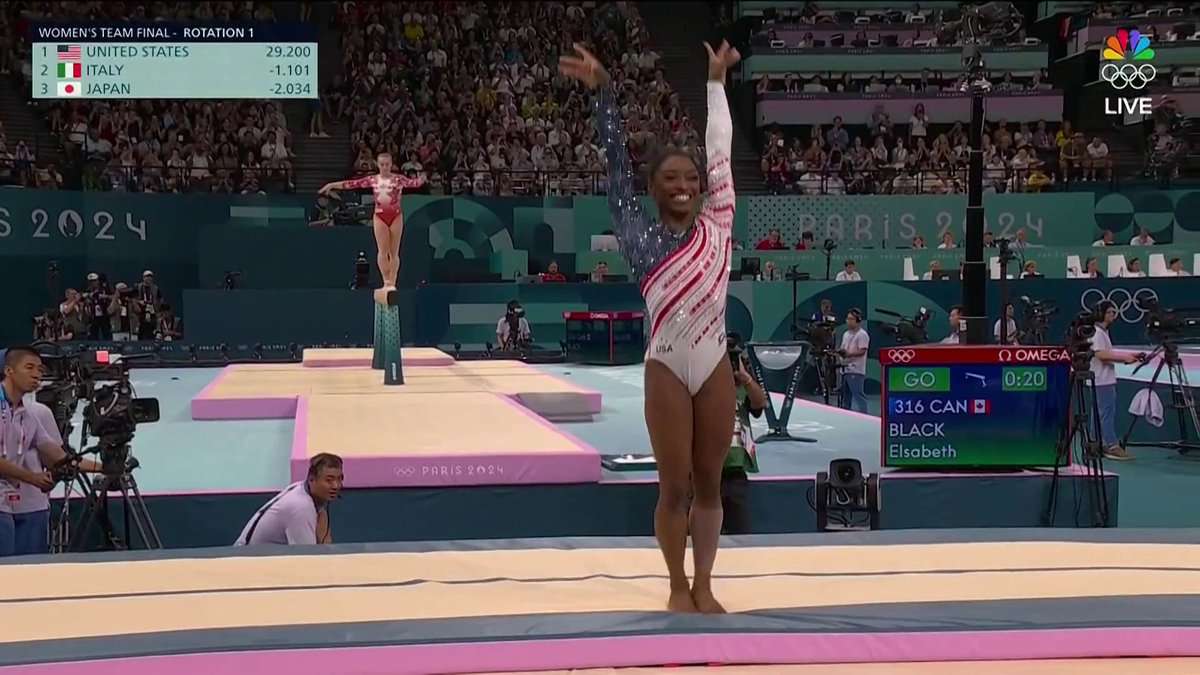 Just GOAT things. 🐐 Simone Biles kicks her day off with a solid vault. #ParisOlympics 📺 NBC and Peacock