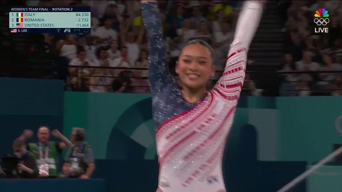Suni Lee’s uneven bars routine just left us SPEECHLESS! 😲 #ParisOlympics 📺 NBC and Peacock