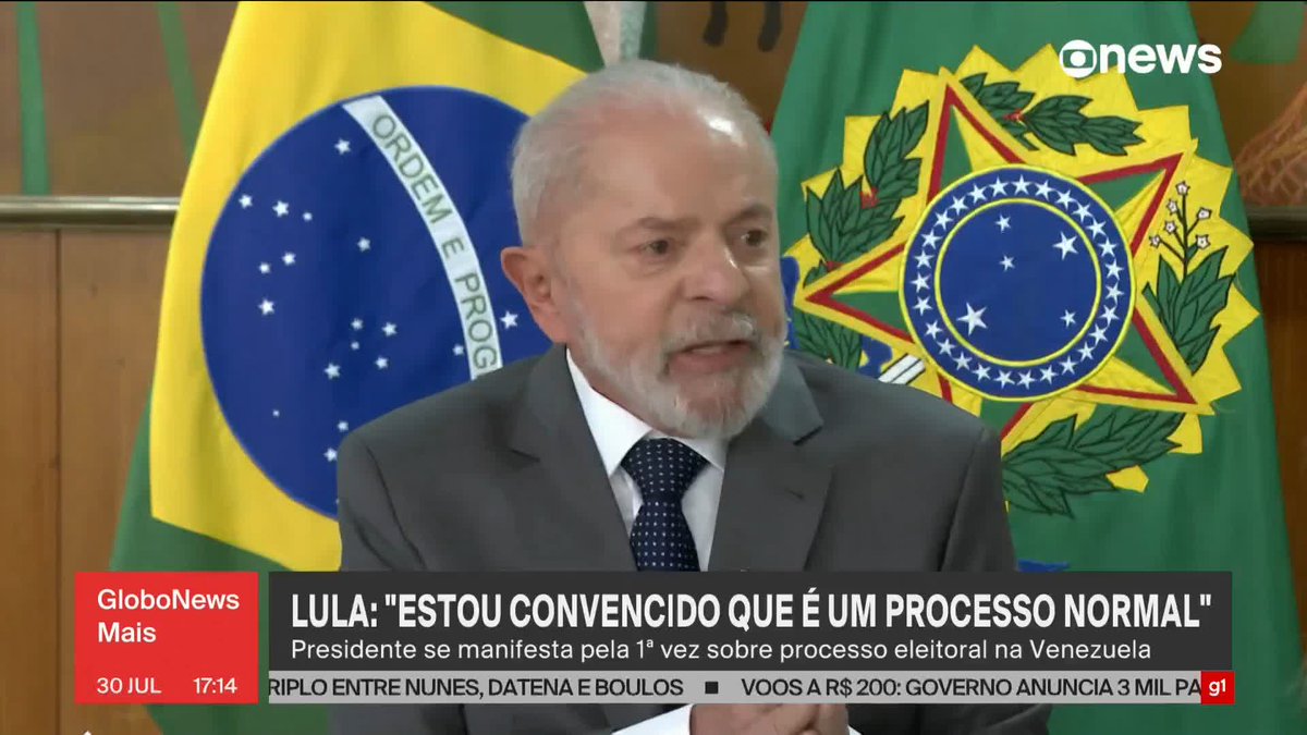 Lula sobre eleições na Venezuela: "Estou convencido que é um processo normal". Presidente se manifestou pela primeira vez sobre o processo eleitoral. ➡ Assista ao #GloboNewsMais: #GloboNews
