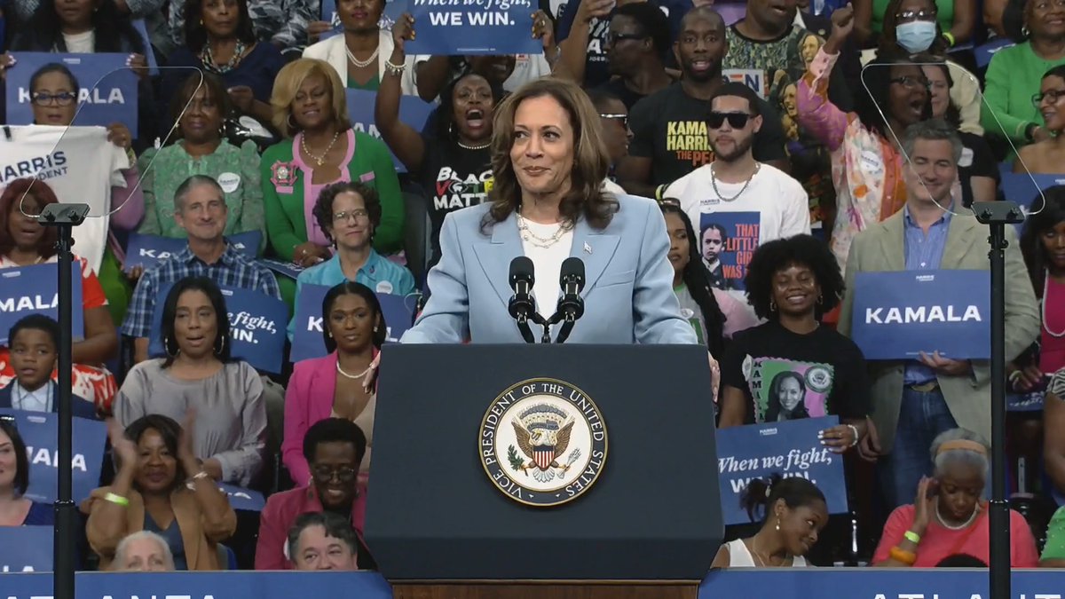 Vice President Harris: As a former prosecutor, I took on perpetrators of all kinds. Predators who abused women. Fraudsters who ripped off consumers. Cheaters who broke the rules for their own gain. So hear me when I say, I know Donald Trump's type