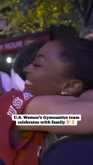 BEAUTIFUL MOMENTS from the women's U.S. gymnastics team reuniting with their families. 🥹❤️ #ParisOlympics 📺 NBC and Peacock