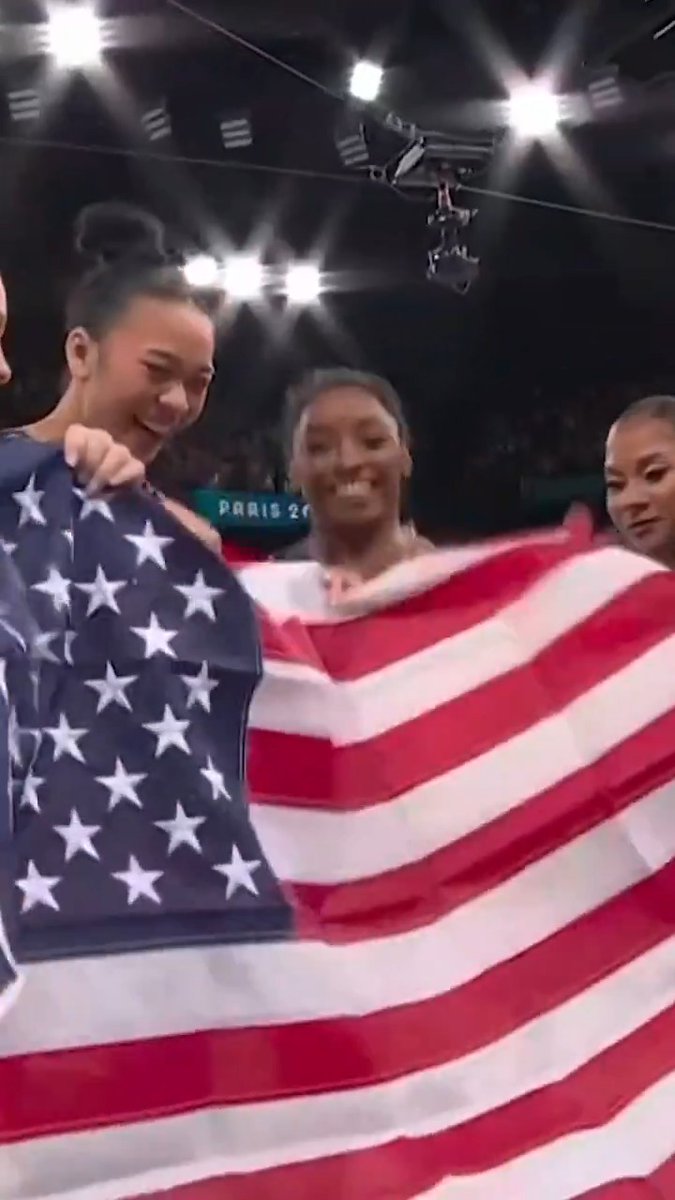 Pure reactions from the U.S. women's gymnastics team after reclaiming the top spot on the women's team podium! ๐คฉ #ParisOlympics