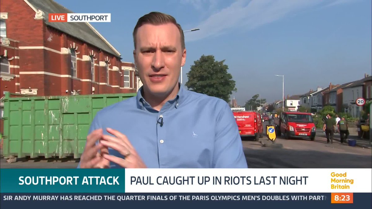 'They came with their hoods up. They wanted, in my view, a fight.' Paul Brand shared a video of the abuse him and his team received from the 'thugs' protesting in Southport.