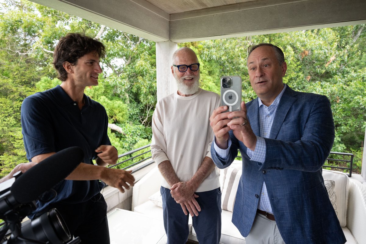 Passing the phone—gentlemen’s edition. David Letterman Jack Schlossberg