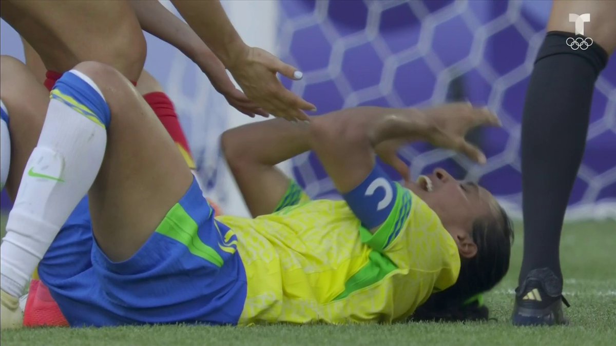 The great Marta leaves in tears after her rash and dangerous action resulted in a justified straight red.