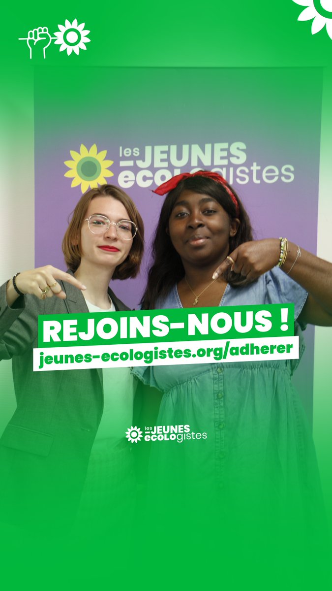 Pour t’engager au sein du Nouveau Front Populaire, rejoins les Jeunes Écologistes ! 🌻