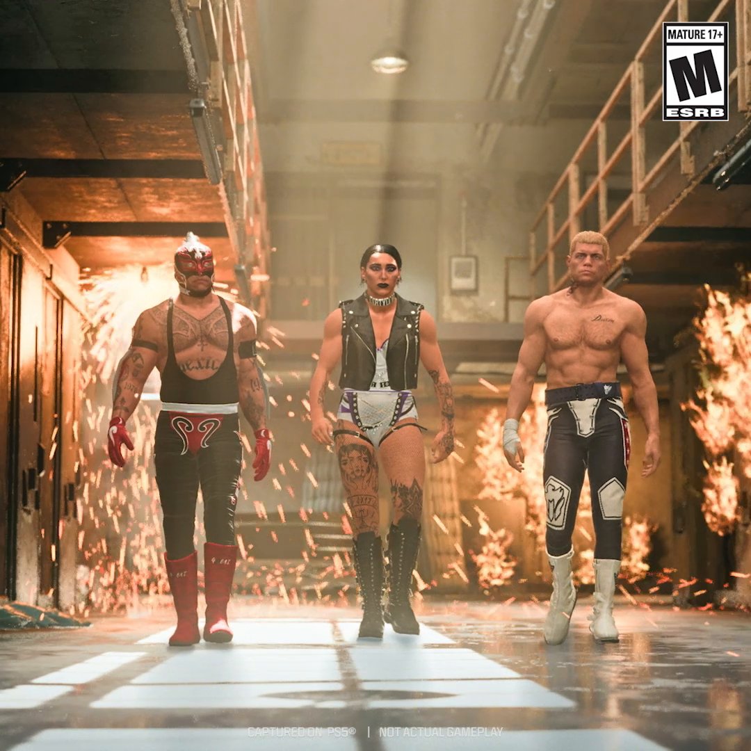 .WWE royalty enters the Call of Duty ring for the first time 🏅 🏋️‍♀️ "Mami" RheaRipley_WWE 👑 "The American Nightmare" Cody Rhodes 🪽 "Master of the 619" ♛Rey Mysterio❔