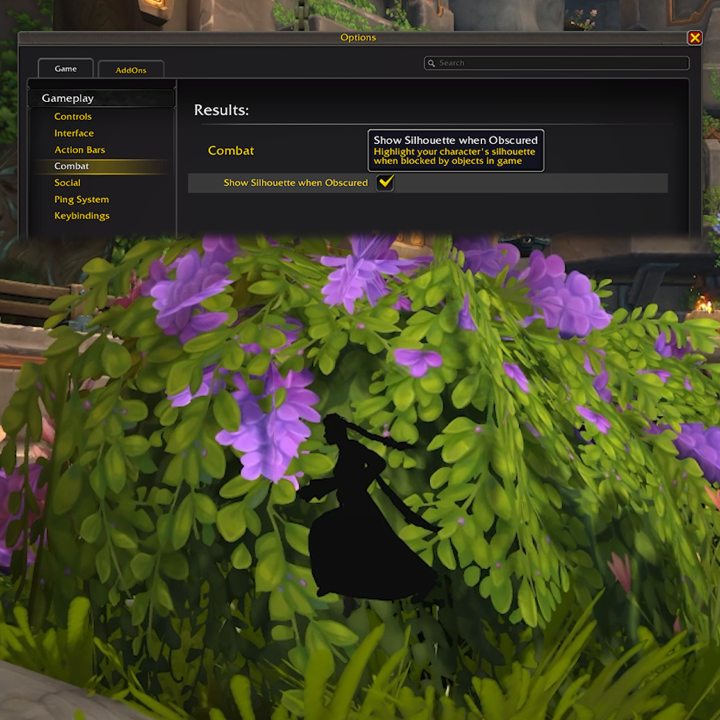 Lurking in the shadows – not just for rogues! See your character’s silhouette when your camera is obscured in The War Within.