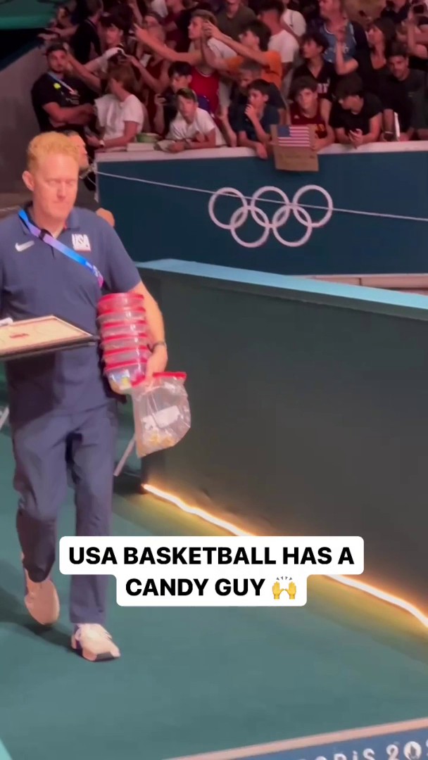 USA basketball's candy guy is the hero we didn't know we needed. 🍬😂 #ParisOlympics 📺: USA Network and Peacock
