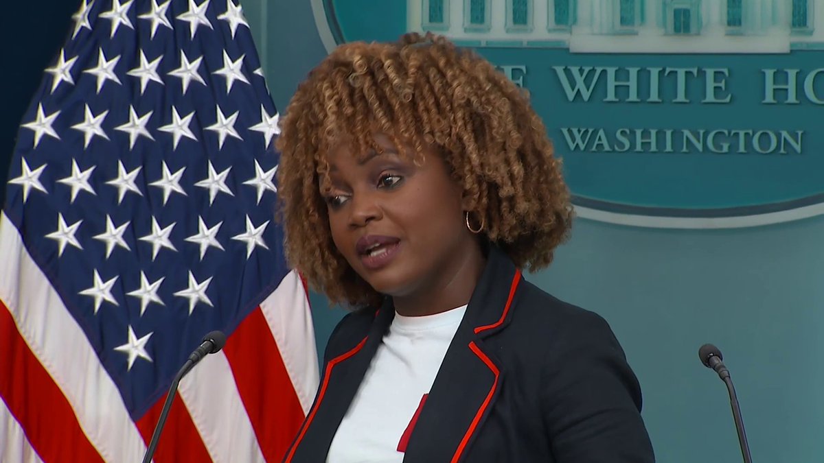 When asked about Trump's comments at the NABJ convention about Kamala Harris "becoming Black" during today's White House press briefing White House Press Secretary Karine Jean-Pierre laughed and said, "It's insulting."