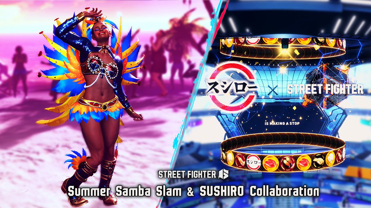 Bring the heat with the Summer Samba Slam Fighting Pass in August featuring vibrant avatar gear, a lively challenger screen effect, and more! 🌞 We're also collaborating with the sushi chain, SUSHIRO! Log in to claim the special collab items for free! 🍣