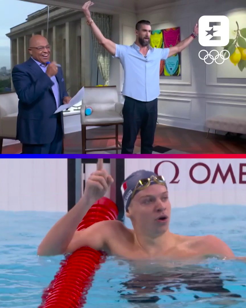 La réaction de Michael Phelps à la victoire de Léon Marchand en 200M Papillon hier soir. Un petit BIJOU ❤️🇫🇷