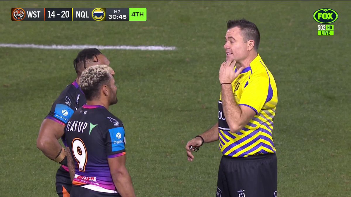 Justin Olam has been sent off the field! 👀 📺 Watch #NRLTigersCowboys on ch.502 or stream on Kayo: ✍️ BLOG 🔢 MATCH CENTRE
