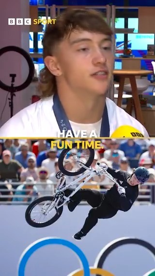 "Get on your bike!" 🚲 That's the message from Team GB's silver medal-winner Kieran Reilly 🥈 #BBCOlympics #Paris2024 #Olympics