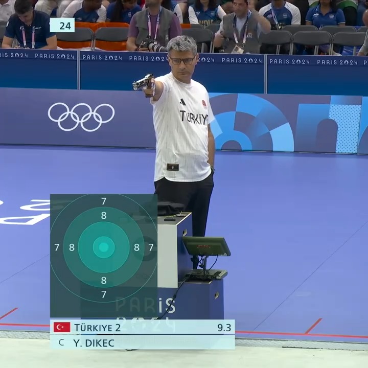 No fancy lenses. No headphones. Just vibes. Turkish shooter Yusuf Dikec was cool as a cucumber en route to silver in the 10m Air Pistol Mixed Team. 😎 #ParisOlympics