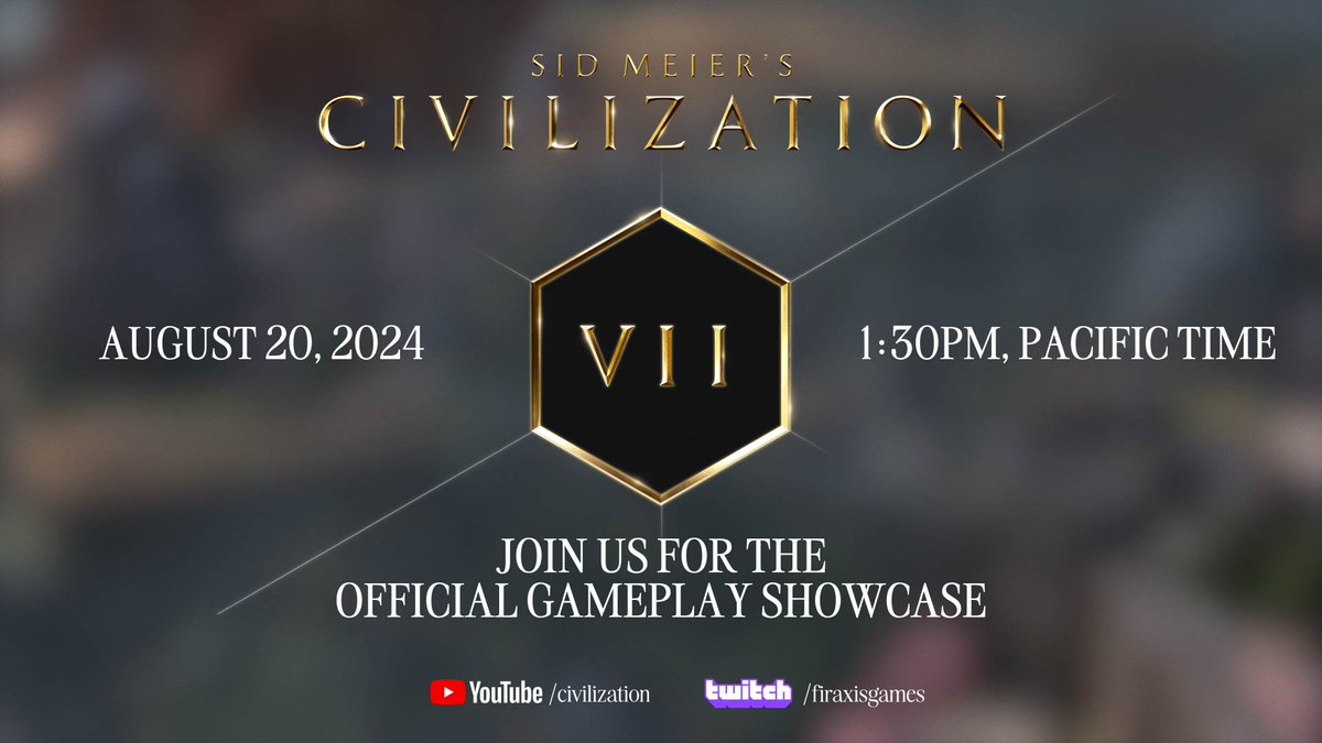 Who's ready to make history? Join us for the CIVILIZATION VII Gameplay Showcase, featuring a 20+ minute deep dive, on August 20! ๐๏ธ August 20, 2024 ๐ 1:30 PM PT ๐ฐ