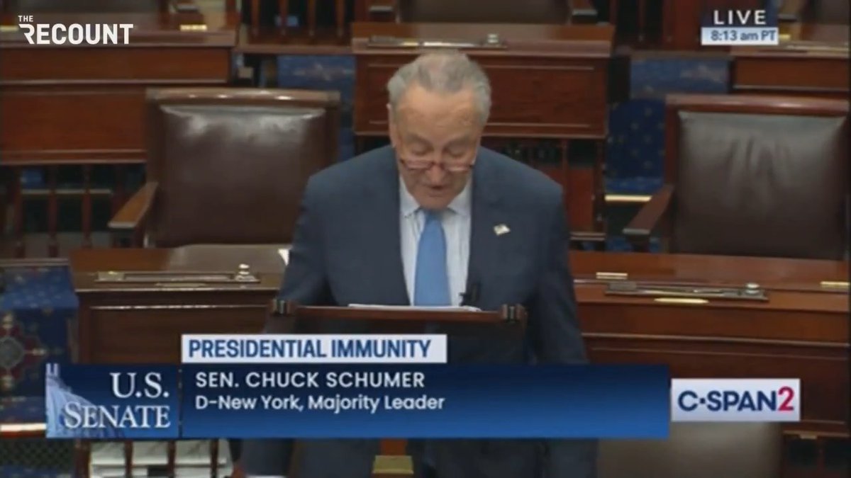 Chuck Schumer introduces the “No Kings Act,” a bid to reverse the U.S. Supreme Court’s presidential immunity decision. It would also require Congress, not SCOTUS, to hear appeals on presidential immunity.