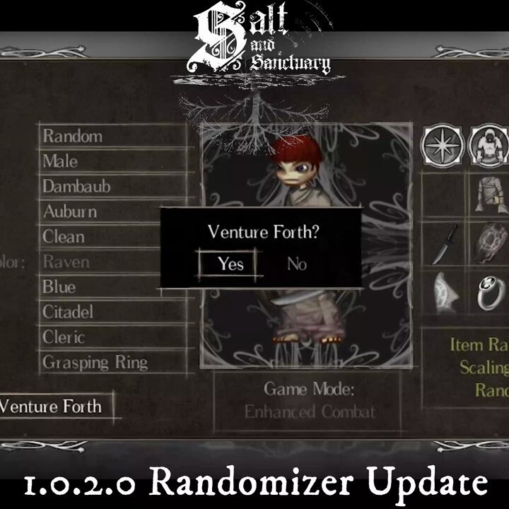 #SaltAndSanctuary Randomizer update 1.0.2.0 is live on Steam and Epic Games Store! Also features native 4k, Turkish localization, and a bunch of fixes. Steam patch notes here: