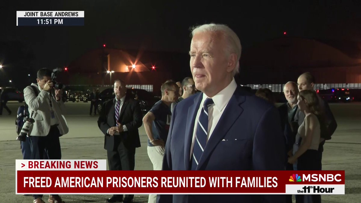 BREAKING: Americans freed in prisoner swap step off the plane in the U.S. They are reunited with family and greeted by President Biden and Vice President Harris.
