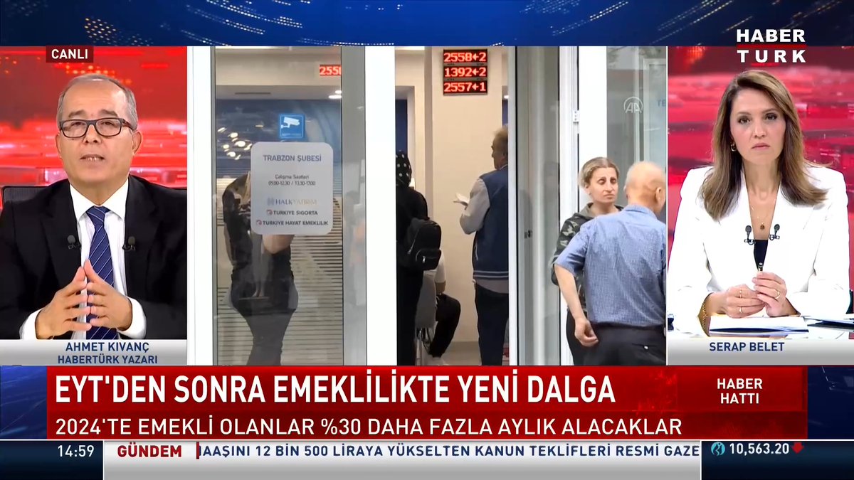 🔴EYT'den sonra emeklilikte yeni dalga 📌2024'te emekli olanlar %30 daha fazla aylık alacaklar. #HaberHattı'nda Serap Belet konuğu, Habertürk Yazarı Ahmet Kıvanç ile konuştu.