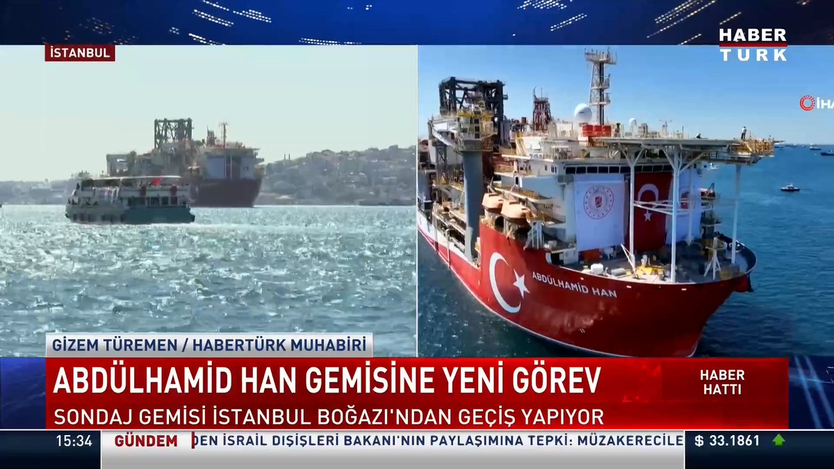 #SONDURUM - Abdülhamit Han gemisine yeni görev... Sondaj gemisi İstanbul BoğazI'ndan geçiş yapıyor.