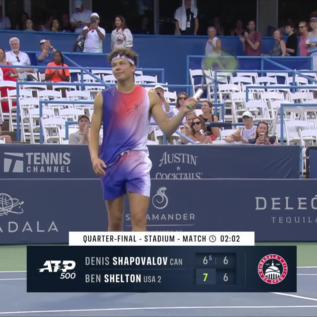 Shapovalov gets defaulted as Shelton has 3 match points in Washington He was defaulted for saying something to someone in the crowd who was bothering him as well as racquet throwing He loses all prize money &amp; points from the week Not sure thats fair..