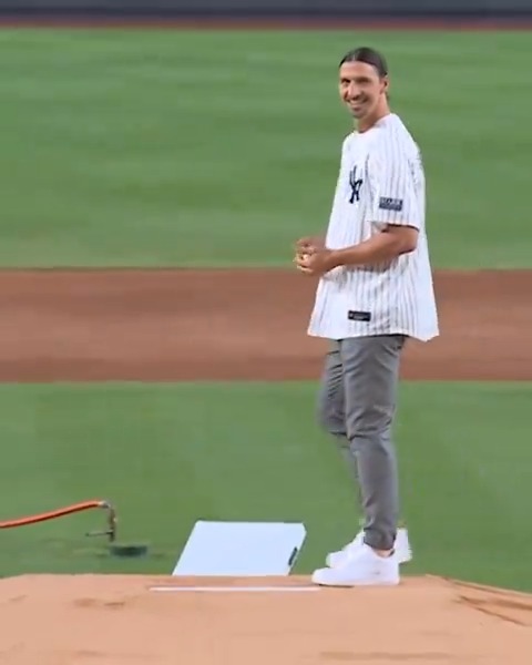 "Zlatan doesn't do auditions." Legendary AC Milan icon Zlatan Ibrahimovic delivers a first pitch at Yankee Stadium. 🔥