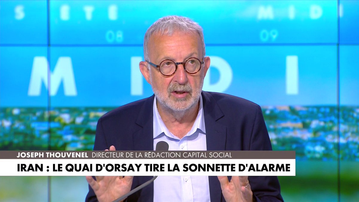 Joseph Thouvenel, directeur de la rédaction de Capital Social, sur le risque d'une escalade entre l'Iran et Israël : «Le problème du gouvernement iranien isolé, et qui a des problèmes internes, c'est la fuite en avant», dans #MidiNewsETE