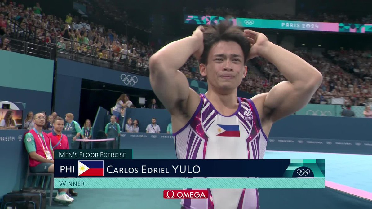 LF——GOLD!! 🥇🇵🇭 The reaction says it all, as Carlos Yulo WINS THE GOLD MEDAL for the Philippines after scoring 15.000 in men’s artistic gymnastics floor exercise. #Paris2024 #OlympicGames #100TaongLaban #ParaSaBayan