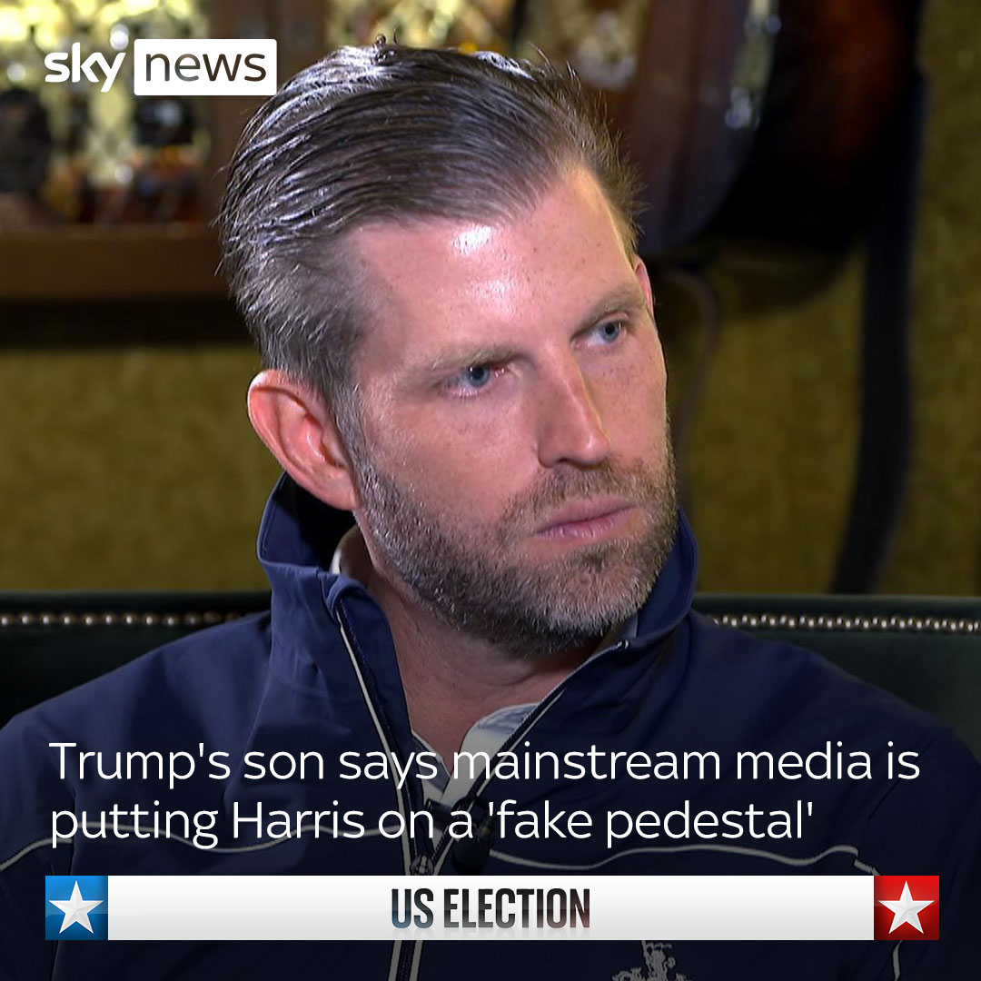 Donald Trump's second son, Eric Trump, has denied that Kamala Harris has greater momentum than his father, claiming he can draw more people to events than the current vice president. US election latest 🔗
