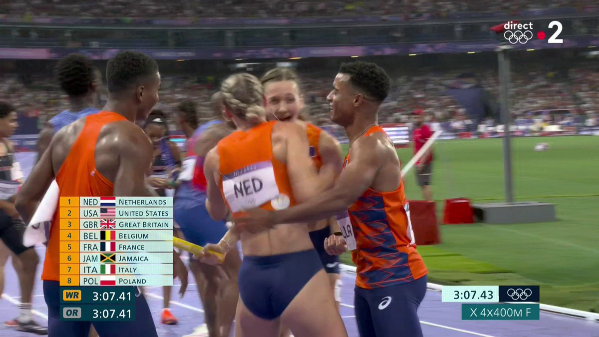 #Paris2024 | 🔥🇳🇱 QUEL FINISH DE FEMKE BOL !! Les Pays-Bas prennent l'or dans ce 4 x 400 m mixte ! 📺 Les JO sont à suivre en direct ici :