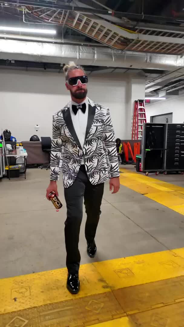 When you're a special guest referee at #SummerSlam, @c4energy gets you ready! Seth Rollins is in the zone. 💪