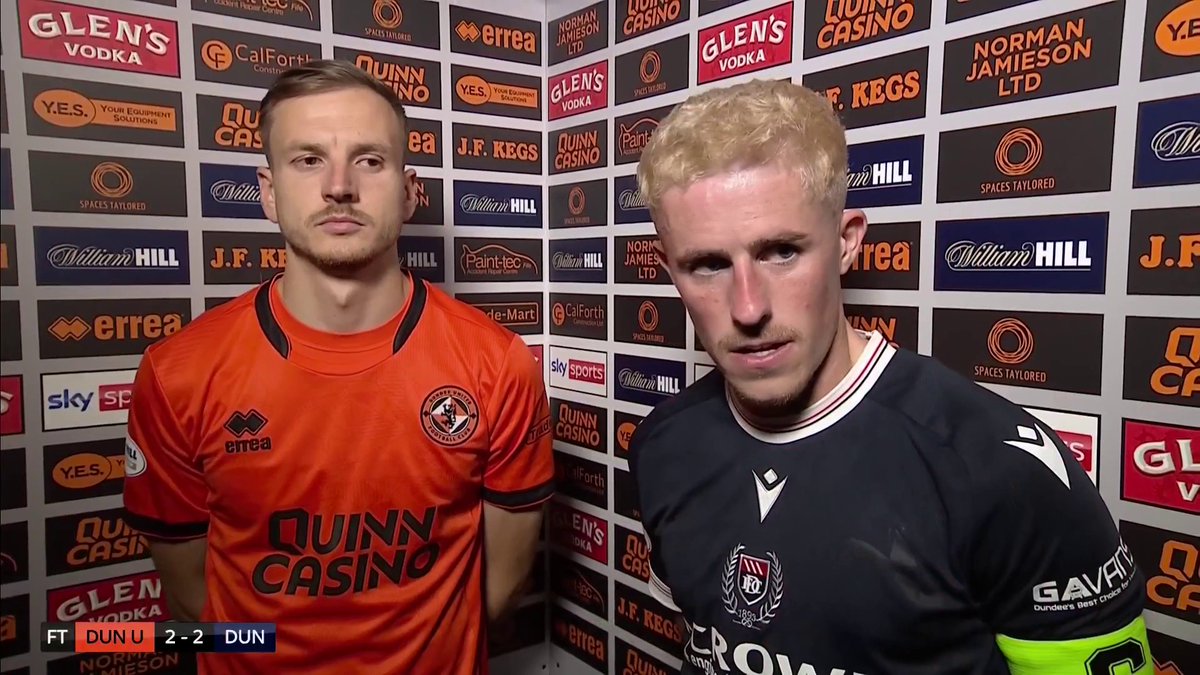 🔵 "We didn't turn up first half" 🍊 "The draw is honest" Goalscorers Kristijan Trapanovski and Luke McCowan react to the draw in the Dundee derby ⤵️