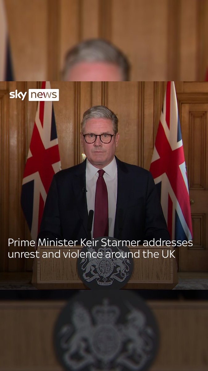Prime Minister Keir Starmer has addressed unrest and violence around the UK. He said: "I guarantee you will regret taking part in this disorder either directly or those whipping up this disorder online". Latest: