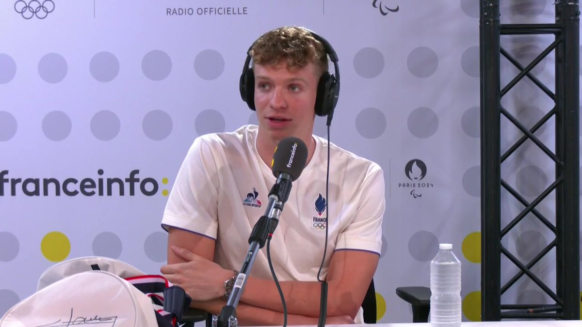 "Mon nouveau statut, je me le prend en pleine tronche ! Mais c'est trop bien !" : Léon Marchand dans le studio franceinfo au Club France 🥇🥇🥇🥇🥉 #Paris2024