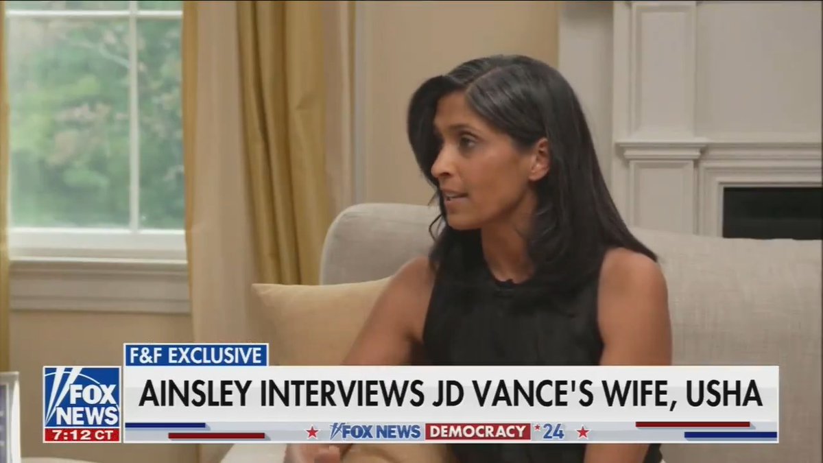 Usha Vance defends her husband JD Vance's "childless cat ladies" comments as a "quip": "What he was really saying is that it can be really hard to be a parent in [U.S.]. And sometimes our policies are designed...[to] make it even harder... I understand why he was saying that."
