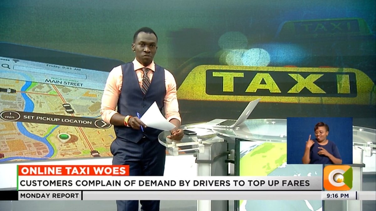 Online Taxi Woes: Online taxi drivers charging fares above company rates Customers complain of demand by drivers to top up fares Online companies call increased rates by drivers illegal Researchers urge better conditions for digital workers #CitizenMondayReport Trevor Ombija, HSC
