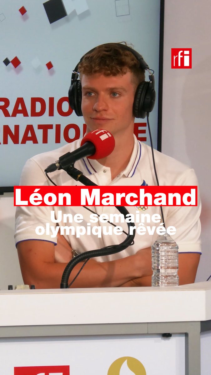 🛑 Grande star de ces #JeuxOlympiques2024, #LeonMarchand était de passage au Club France. ➡️ Le Toulousain en a profité pour répondre, dans les studios de #RFI, à quelques questions. #Entretien