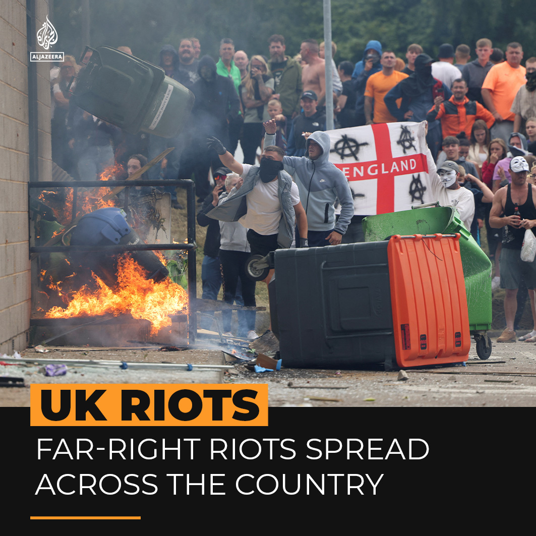 Far-right protesters in the UK have attacked hotels housing asylum seekers after false rumours accusing a Muslim immigrant of the Southport stabbings that killed three children triggered anti-immigrant protests across the country.
