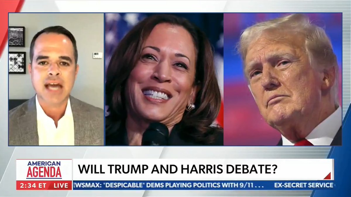 Newsmax guest: Donald Trump was saying ‘any time, any place,’ but now it seems like he's afraid to debate Kamala Harris. He‘s afraid of debating a prosecutor