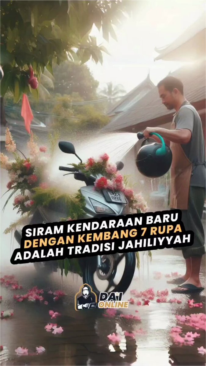 Mandi kembang 7 rupa, agar kendaraannya tidak sial. #syirik