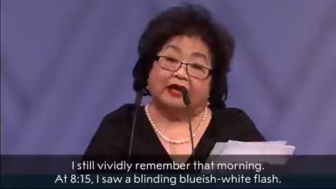 79 years ago today the first atomic bomb was dropped over Hiroshima, instantly killing tens of thousands of the city's inhabitants. Setsuko Thurlow, then 13, was one of the city's survivors. In 2017 she jointly accepted the #NobelPeacePrize in Oslo on behalf of ICAN.