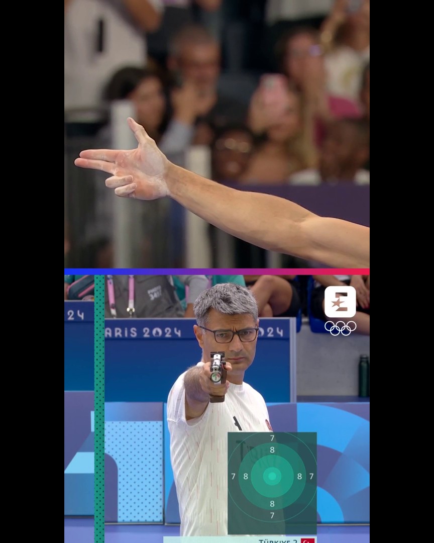 From one Olympic legend, to another ๐ Olympic champion and world record holder Armand Duplantis emulates Yusuf Dikec's iconic shooting style ๐ซ #Olympics #PARIS2024