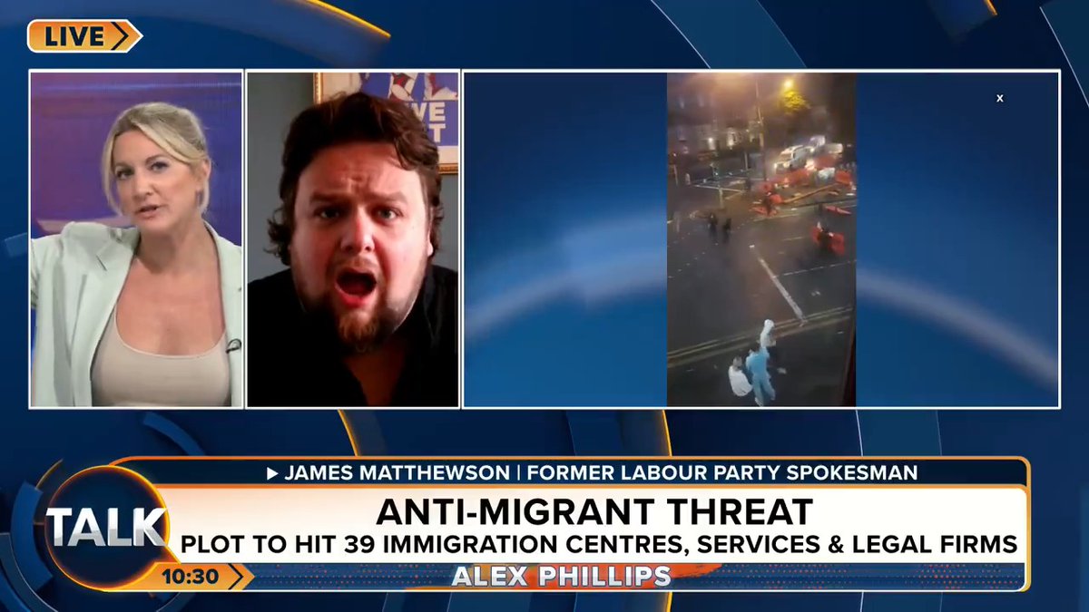 Alex Phillips terminates the interview with former Labour spokesman James Matthewson after a furious clash on the riots being labelled ‘far-right’. Alex: “I do not want to speak to a man who has a pathological problem with the truth.” Alex Phillips