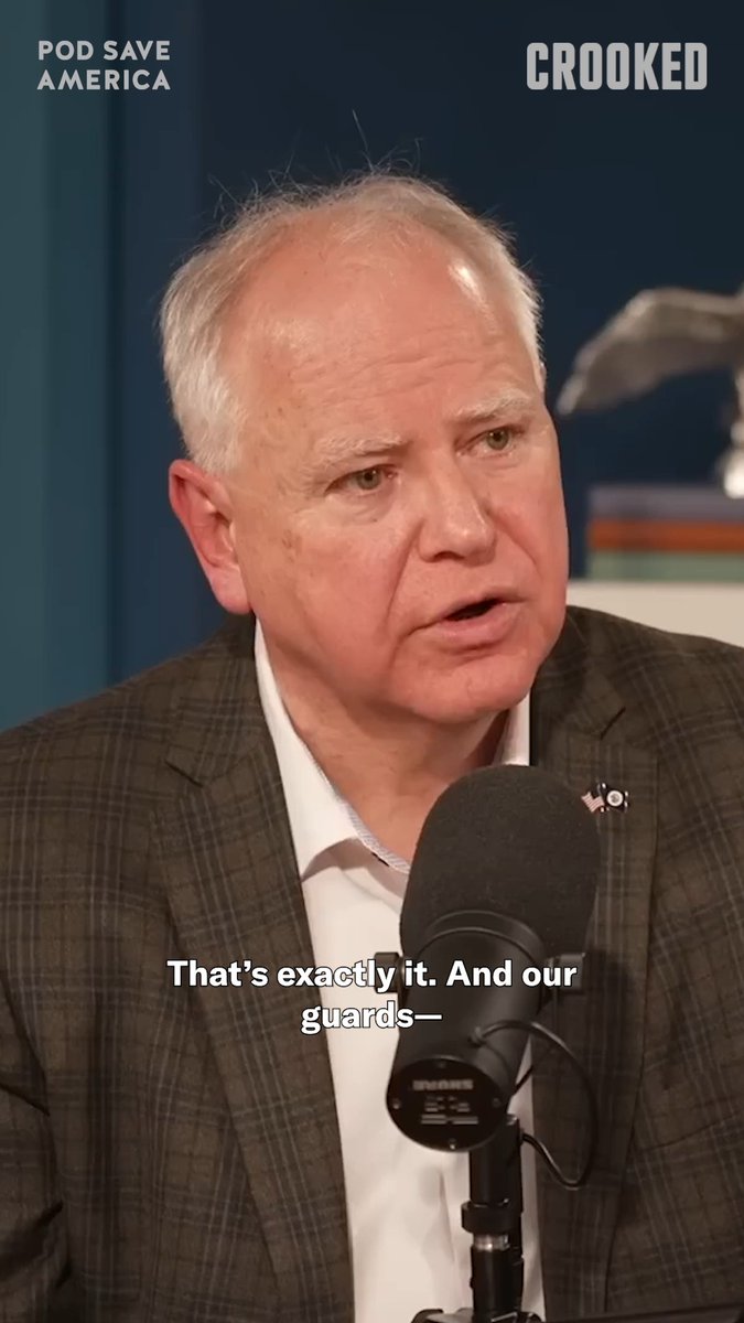 Clear eyes. Full hearts. Can’t lose. #PodSaveAmerica #CrookedMedia #Walz #VP