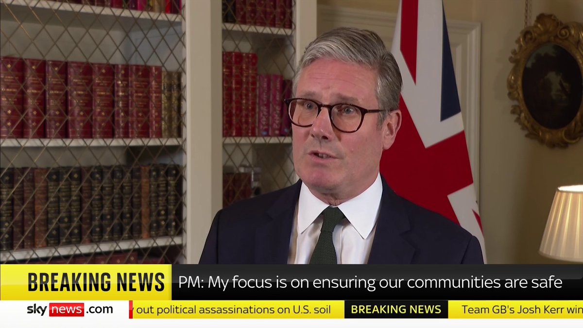 "What's your message to Elon Musk?" PM Sir Keir Starmer replies: 'Our first duty has to be to our communities to keep them safe. Everybody, should be giving their full support to ensure that we can make sure that our streets are safe.' 📺 Sky 501