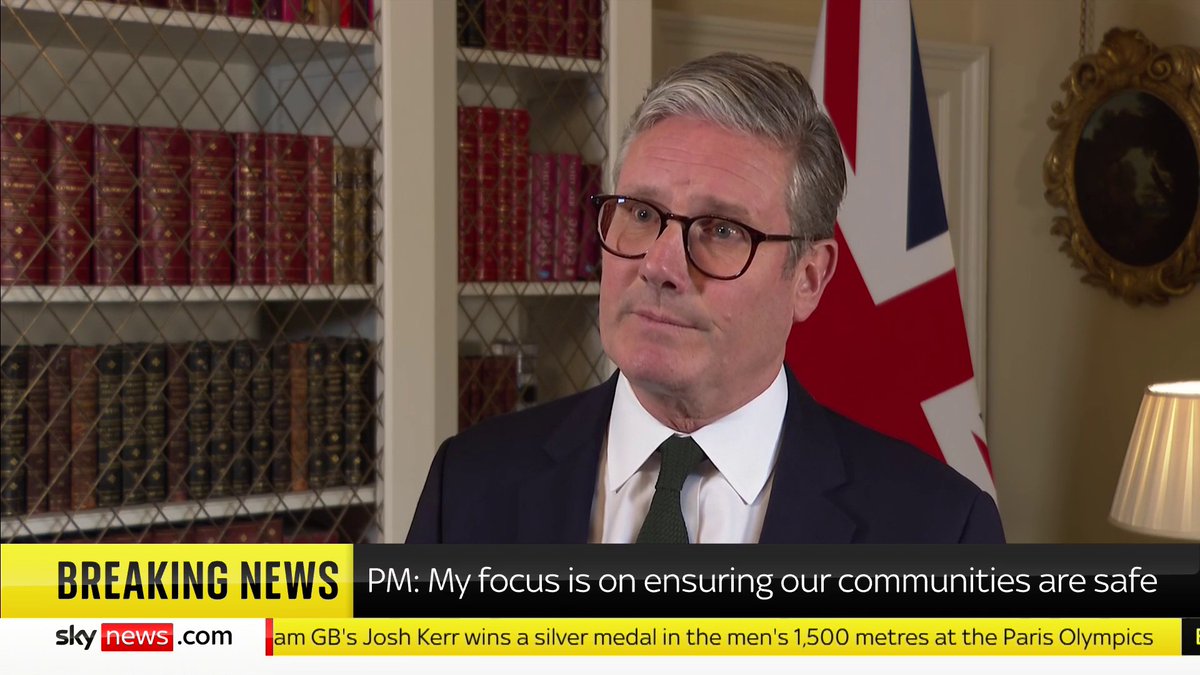 'Anybody involving themselves in this disorder, is going to feel the full force of the law.' PM Sir Keir Starmer speaks to Sky News in response to the riots taking place around the UK. He adds 'over 400 people now have been arrested'. 📺 Sky 501