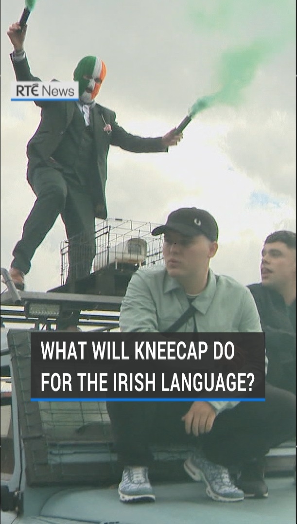 Hip-hop trio Kneecap arrived in a haze of green and orange smoke to the premiere of their self-titled movie at the Kennedy Centre in West Belfast on Tuesday evening | Read more: